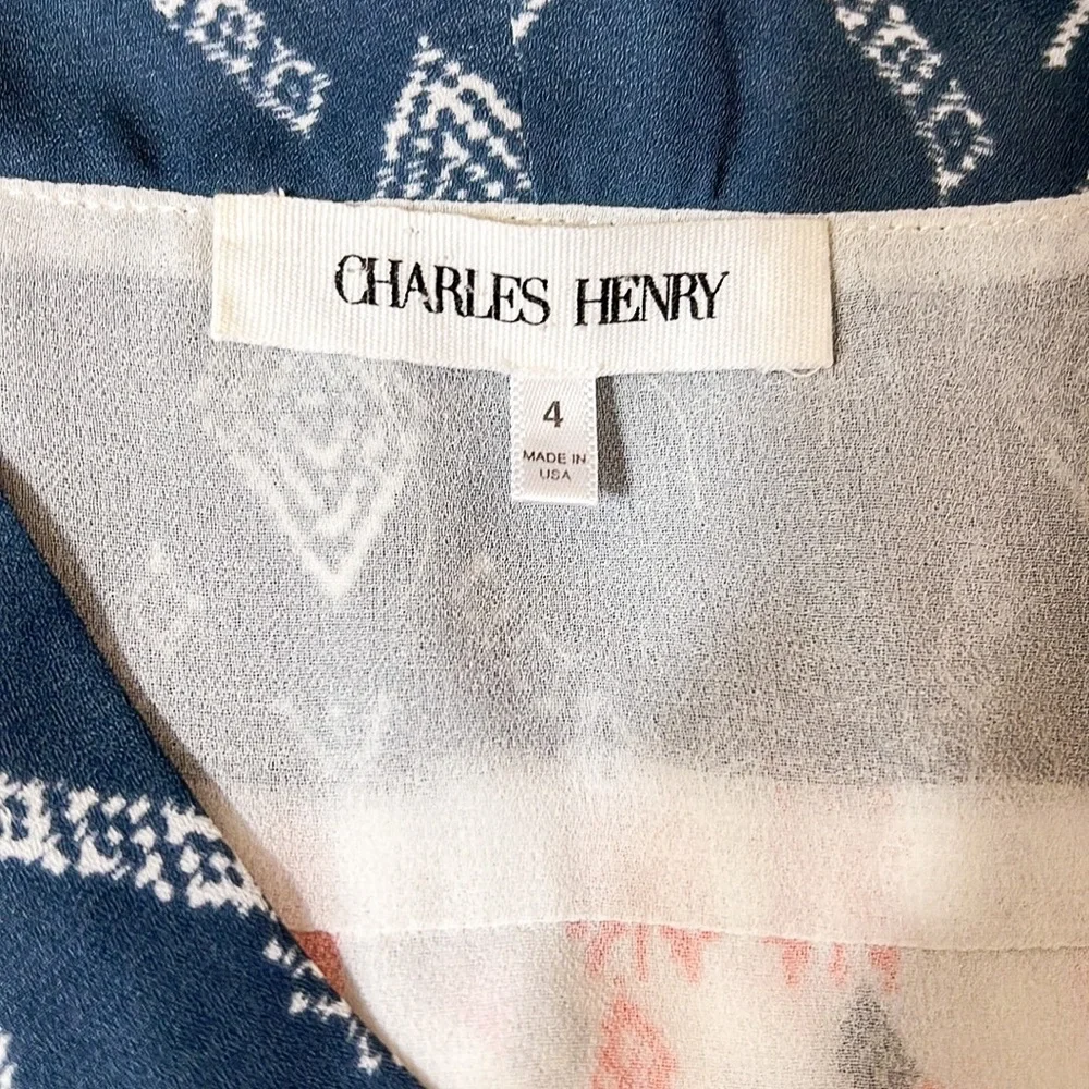 EUC CHARLES HENRY Mock Wrap Ivory Aztec Tank Dress Size 4